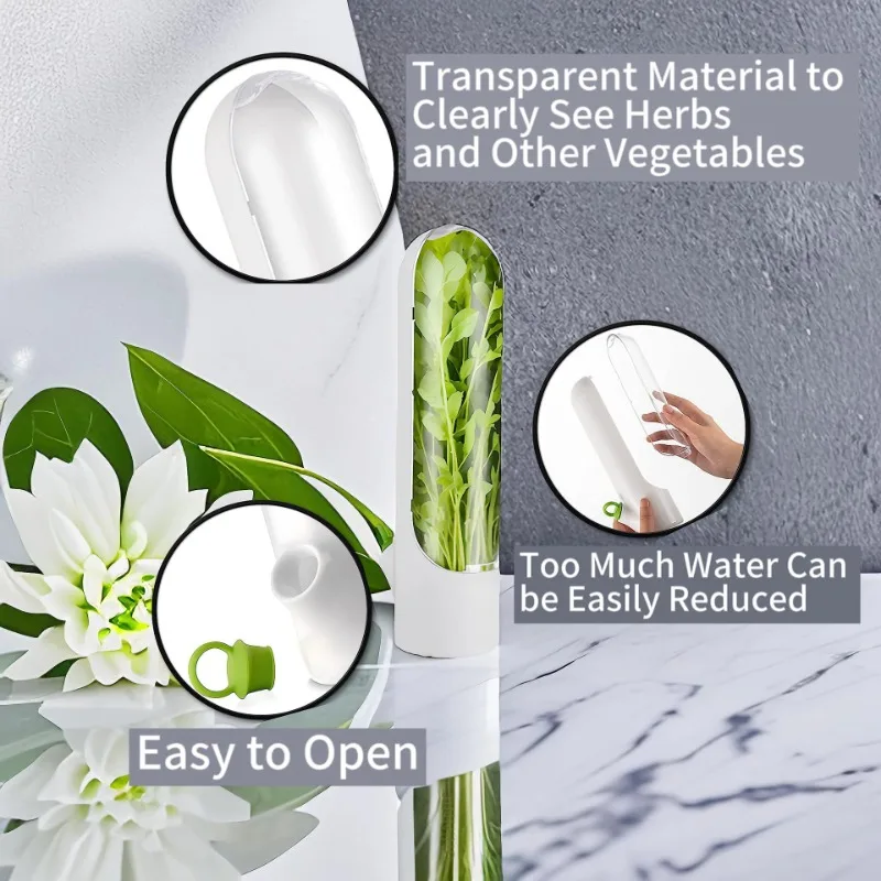 Vegetables Fresh Preservation Bottle Herb Saver Storage Container Vanilla Fresh Herb Keeper for Refrigerator Kitchen Gadgets