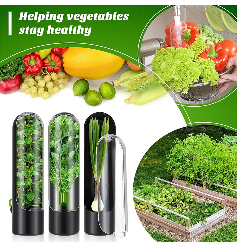 Vegetables Fresh Preservation Bottle Herb Saver Storage Container Vanilla Fresh Herb Keeper for Refrigerator Kitchen Gadgets