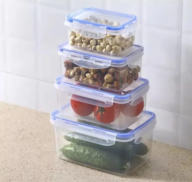 Kitchen Refrigerator Sealed Rectangular Refrigerator Storage Box with Lid Plastic Crisper Microwave-heated Lunch Box Storage Box