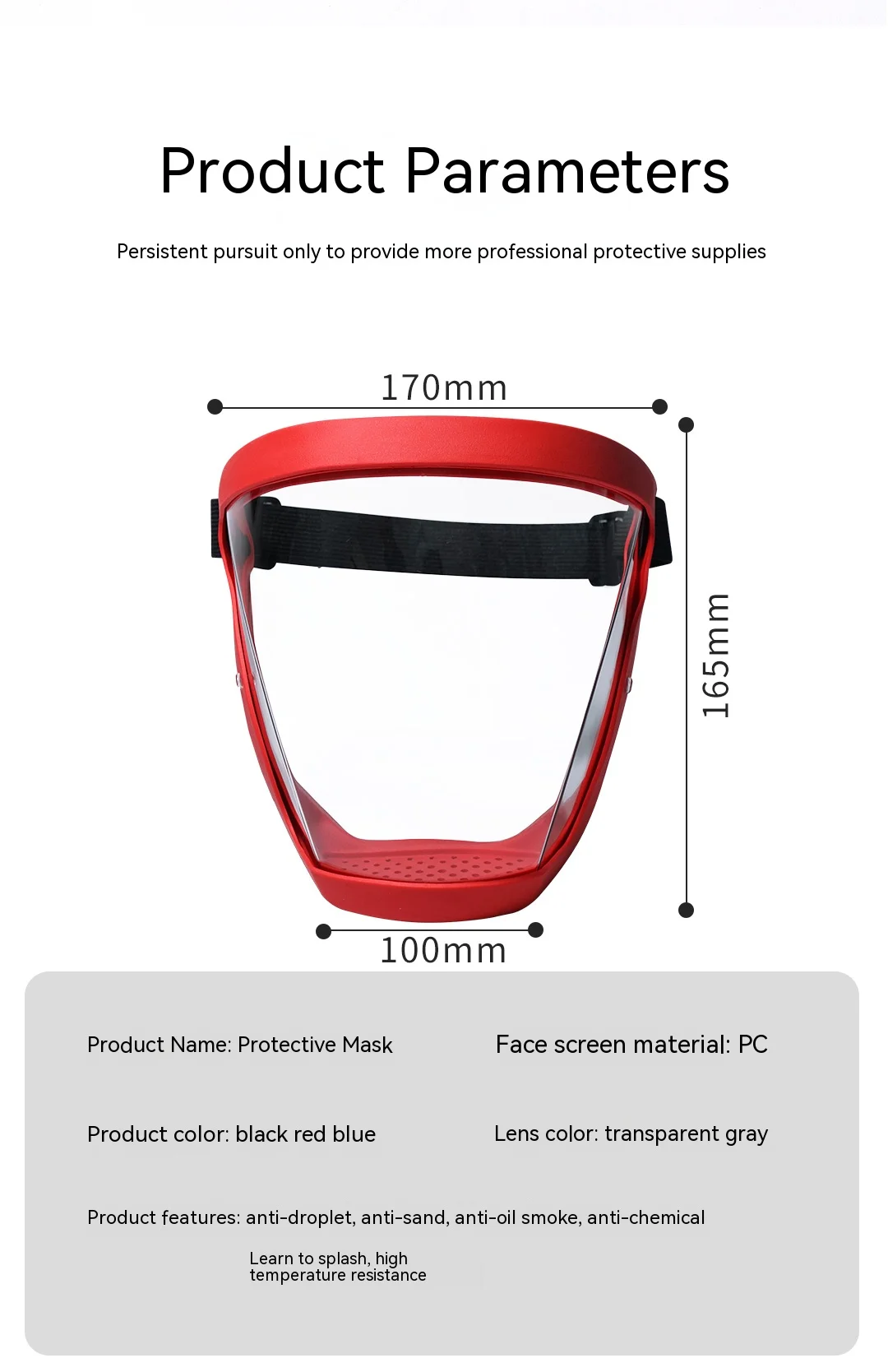 Transparent Facial Protector Super Protective Face Shield for Work Weed Whacking Anti-Fog Full Face Mask for Kitchen Oil Proof