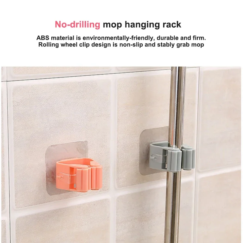 Mop Rack Bathroom accessories Wall Mounted Shelf Organizer Hook Broom Holder Hanger Behind Doors/On Walls Kitchen Storage Tool