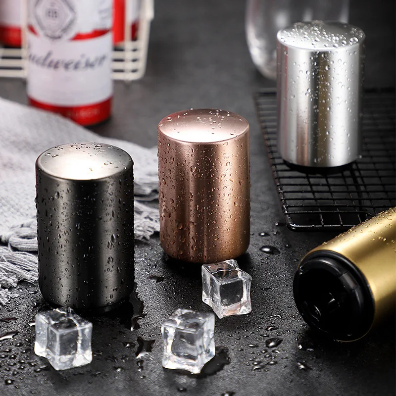 1/2Pcs Automatic Beer Bottle Opener Magnet Beer Opener Stainless Steel Push Down Opener Wine Soda Cap Opener Kitchen Accessory