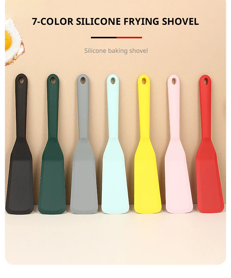 7 Color Silicone Frying Shovel Non-stick Surface Kitchen Pancake Fried Egg Transfer Shovel Steak Shovel Kitchen Baking Tools