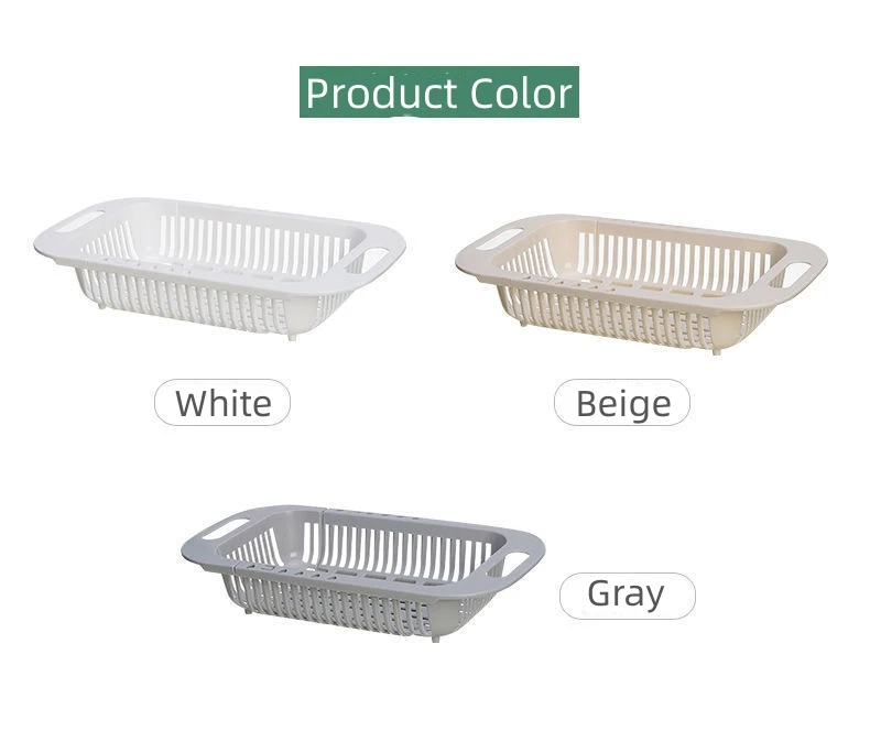 1PC Simple New Retractable Sink Cutout Drain Basket Thick Durable Kitchen Multifunctional Fruit and Vegetable Washing Basket