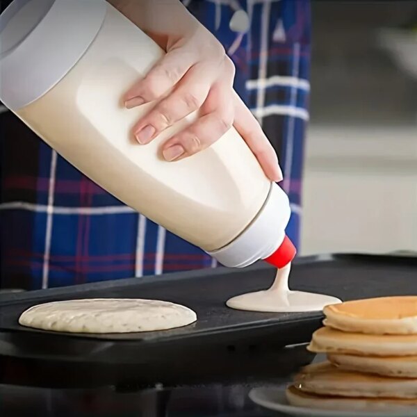 Pancake Batter Bottle Battler Mixer With Blender Ball Wire Whisk For Restaurant Baking Pancakes Cupcakes Muffins Crepes And More - Image 2