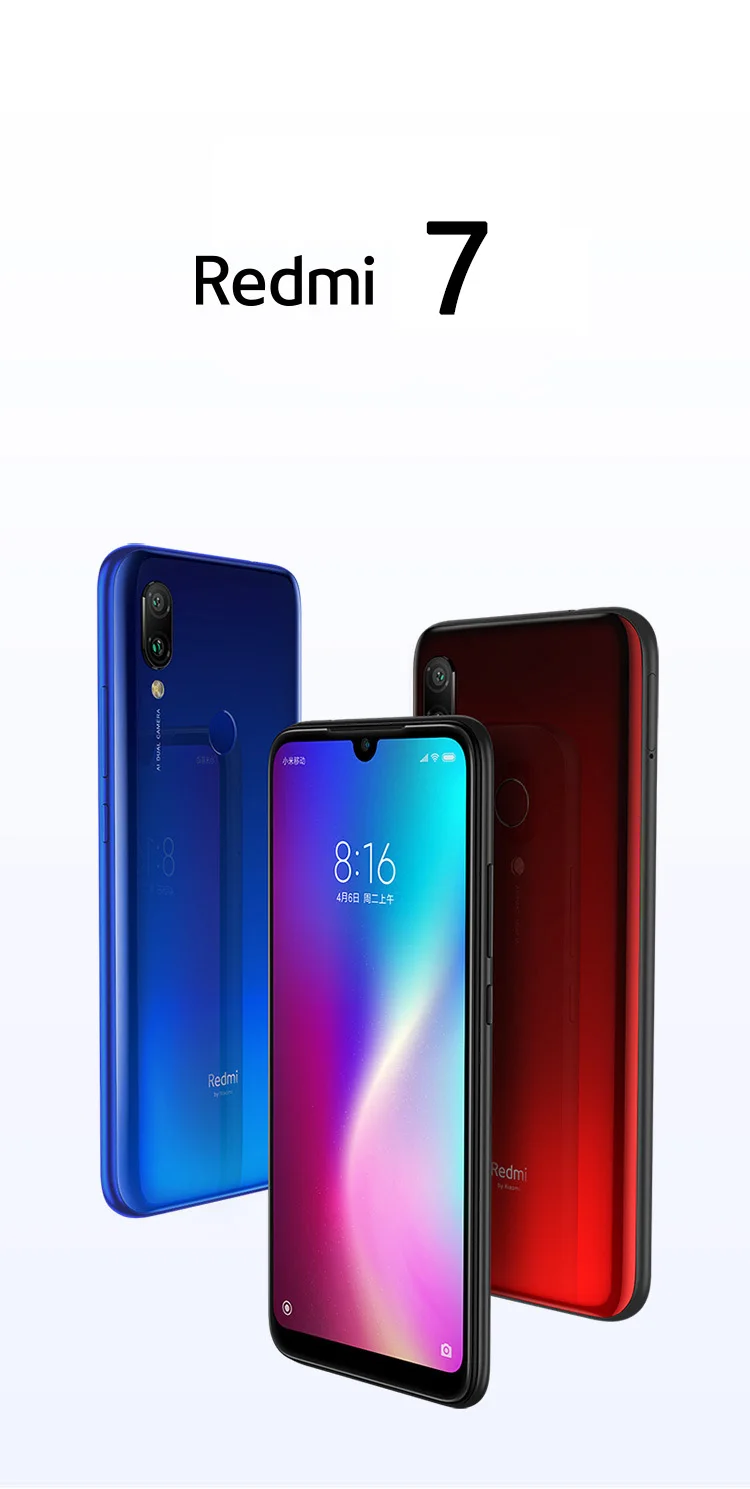 Original Xiaomi Redmi 7 Smartphone Global ROM 4+64Gb 6.26 Inch HD Screen Octa Core 4000 MAh Unlocked Android 4G Mobile Phones