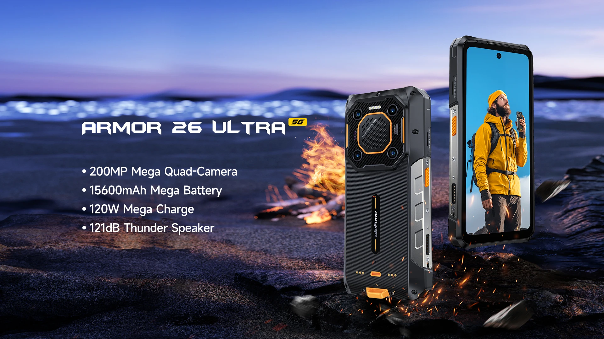 【World Premiere】Ulefone Armor 26 Ultra 5G Rugged Waterproof Smartphone 120W 15600mAh 200MP+64MP Smartphone Up to 24GB+512GB NFC